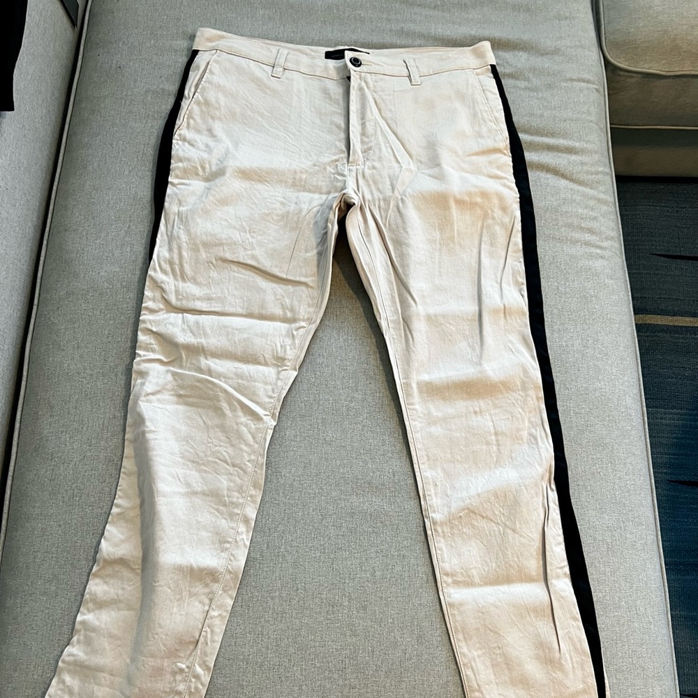 COPY - John Varvatos linen/cotton blend pant with black ribbon strip